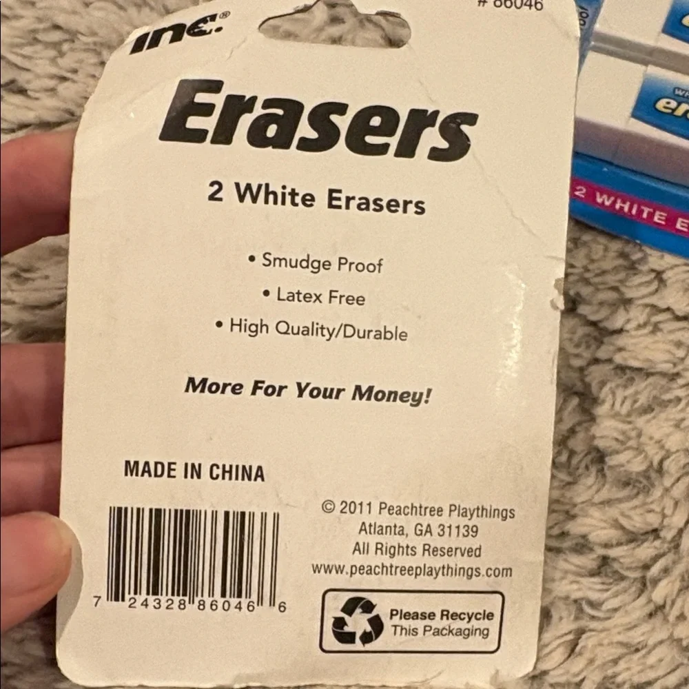 Inc Erasers Unisex OS‎ White NEW 5-Pack Bundle White Polymer Smudge Proof 66046